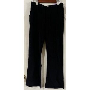 Evsie Black Flare Leg Pants Size L Stretch Fit Zipper Closure